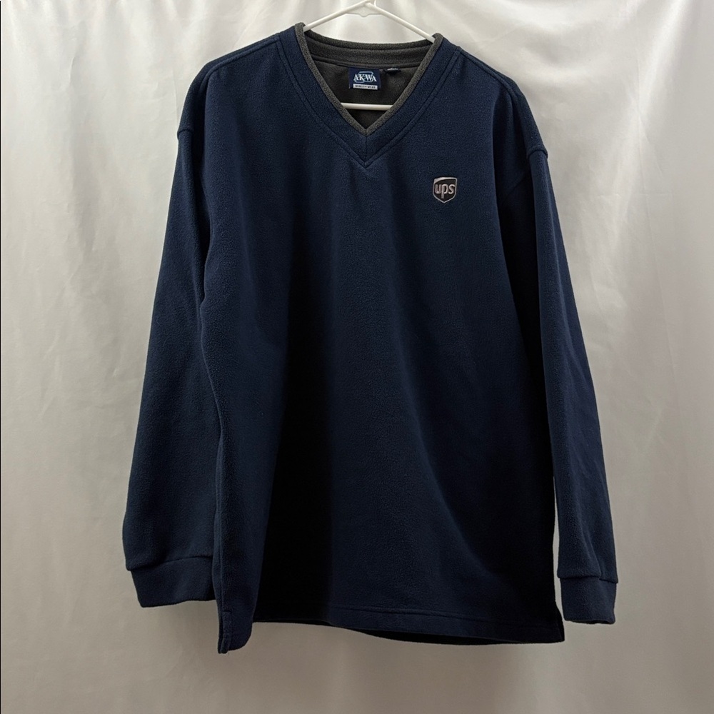 United Parcel Service UPS Sweatshirt Vneck Men’s Size Large Fleece Employee Blue - Picture 2 of 9